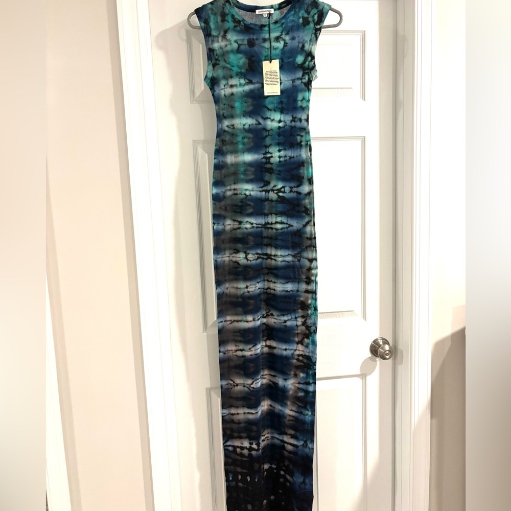 Cotton Citizen Blue, Green, and Black Tie-Dye Dress